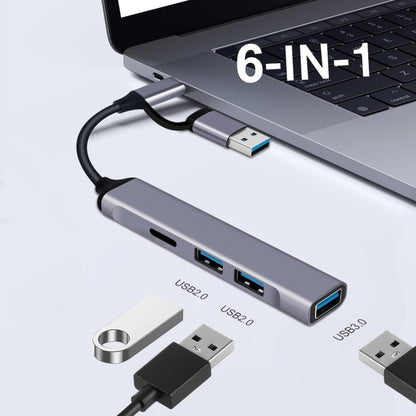809-C 6 in 1 USB+Type-C to USB Multifunctional Docking Station HUB Adapter, 809-C