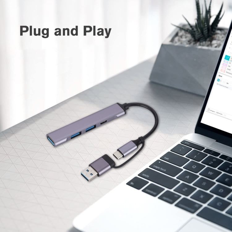 809-C 6 in 1 USB+Type-C to USB Multifunctional Docking Station HUB Adapter, 809-C