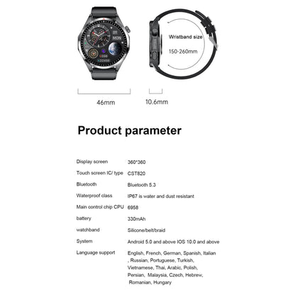 GTS4/LT09 1.5 inch IP67 Fitness Wellness Smart Watch Support Bluetooth Call / Sleep / Blood Oxygen / Heart Rate Health Monitor, Silicone Strap, Steel Strap