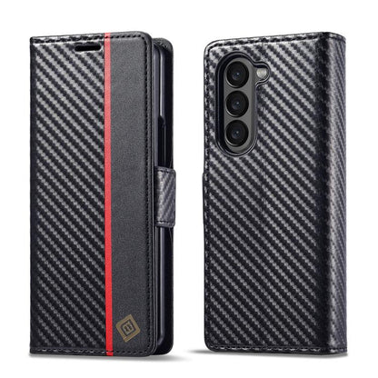 LC.IMEEKE Carbon Fiber Leather Phone Case, For Galaxy Z Fold8 Ultra 5G, For Galaxy Z Flip8 5G, For Samsung Galaxy Z Flip6 / Flip7 FE, For Samsung Galaxy Z Fold7 5G, For Samsung Galaxy Z Flip7 5G, For Samsung Galaxy Z Fold6 5G