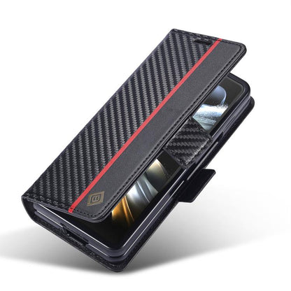 LC.IMEEKE Carbon Fiber Leather Phone Case, For Galaxy Z Fold8 Ultra 5G, For Galaxy Z Flip8 5G, For Samsung Galaxy Z Flip6 / Flip7 FE, For Samsung Galaxy Z Fold7 5G, For Samsung Galaxy Z Flip7 5G, For Samsung Galaxy Z Fold6 5G