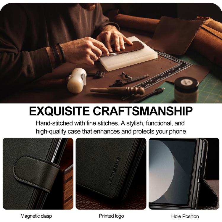 LC.IMEEKE Calf Texture Leather Phone Case, For Galaxy Z Fold8 Ultra 5G, For Galaxy Z Flip8 5G, For Samsung Galaxy Z Flip6 / Flip7 FE, For Samsung Galaxy Z Fold7 5G, For Samsung Galaxy Z Flip7 5G, For Samsung Galaxy Z Fold6 5G