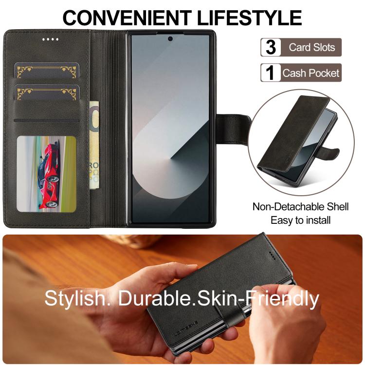 LC.IMEEKE Calf Texture Leather Phone Case, For Galaxy Z Fold8 Ultra 5G, For Galaxy Z Flip8 5G, For Samsung Galaxy Z Flip6 / Flip7 FE, For Samsung Galaxy Z Fold7 5G, For Samsung Galaxy Z Flip7 5G, For Samsung Galaxy Z Fold6 5G