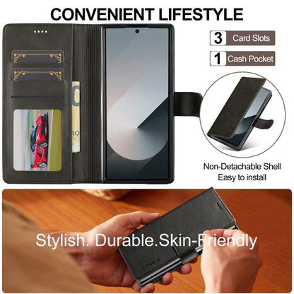 LC.IMEEKE Calf Texture Leather Phone Case, For Galaxy Z Fold8 Ultra 5G, For Galaxy Z Flip8 5G, For Samsung Galaxy Z Flip6 / Flip7 FE, For Samsung Galaxy Z Fold7 5G, For Samsung Galaxy Z Flip7 5G, For Samsung Galaxy Z Fold6 5G