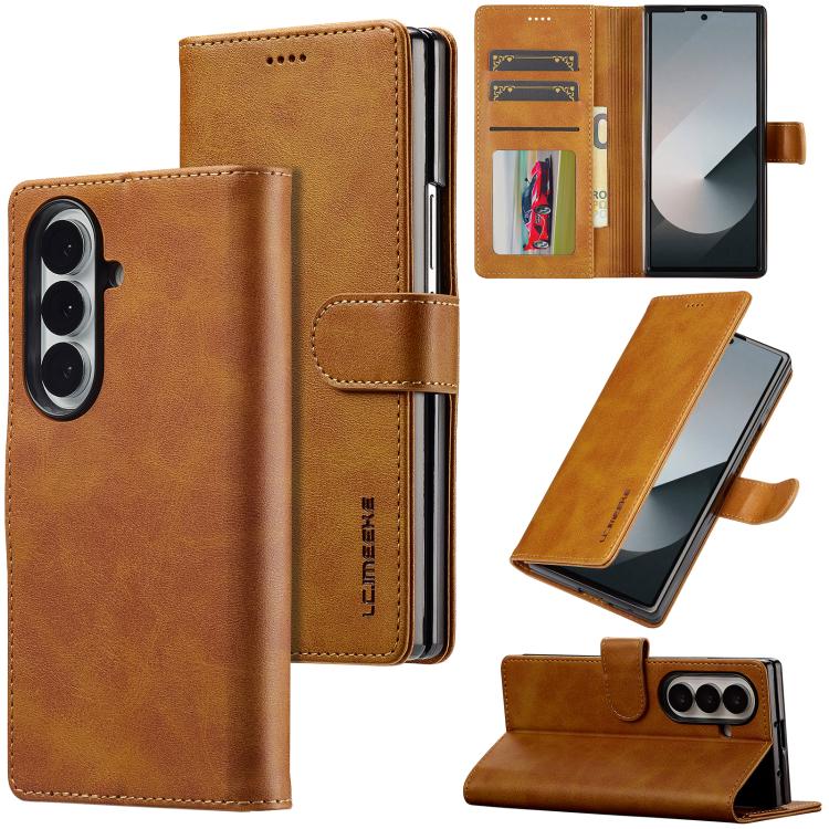 LC.IMEEKE Calf Texture Leather Phone Case, For Galaxy Z Fold8 Ultra 5G, For Galaxy Z Flip8 5G, For Samsung Galaxy Z Flip6 / Flip7 FE, For Samsung Galaxy Z Fold7 5G, For Samsung Galaxy Z Flip7 5G, For Samsung Galaxy Z Fold6 5G