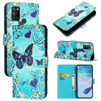 Colored Drawing Pattern Plain Weave Leather Phone Case, For Realme C17 / 7i