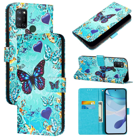 Colored Drawing Pattern Plain Weave Leather Phone Case, For Realme C17 / 7i