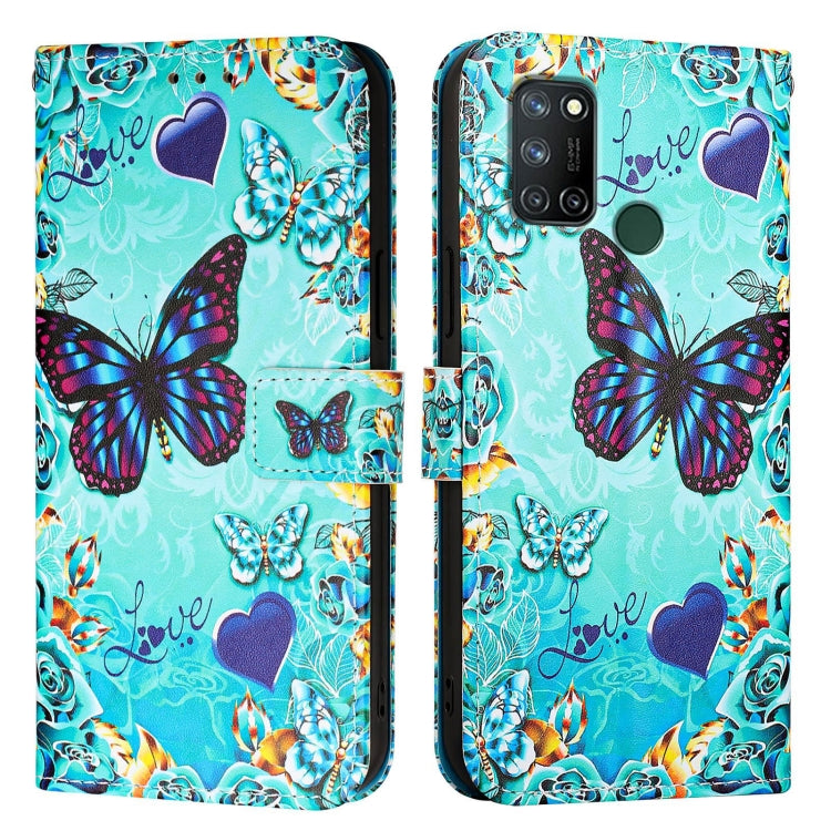 Colored Drawing Pattern Plain Weave Leather Phone Case, For Realme C17 / 7i