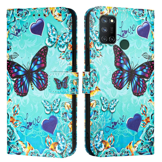 Colored Drawing Pattern Plain Weave Leather Phone Case, For Realme C17 / 7i