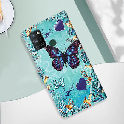 Colored Drawing Pattern Plain Weave Leather Phone Case, For Realme C17 / 7i