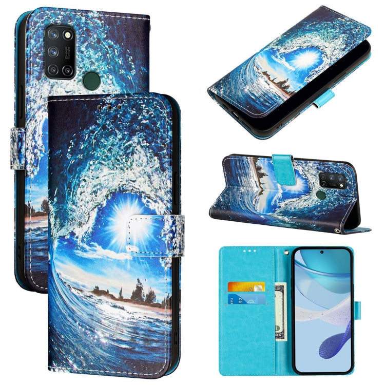 Colored Drawing Pattern Plain Weave Leather Phone Case, For Realme C17 / 7i