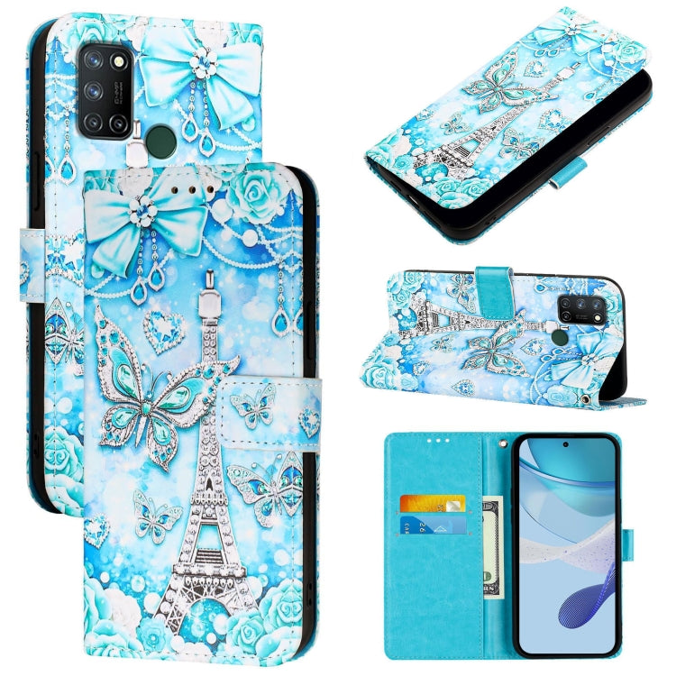 Colored Drawing Pattern Plain Weave Leather Phone Case, For Realme C17 / 7i
