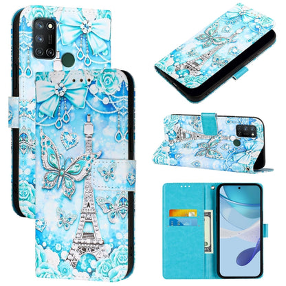 Colored Drawing Pattern Plain Weave Leather Phone Case, For Realme C17 / 7i