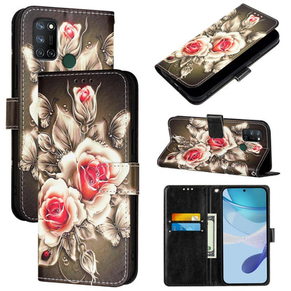 Colored Drawing Pattern Plain Weave Leather Phone Case, For Realme C17 / 7i