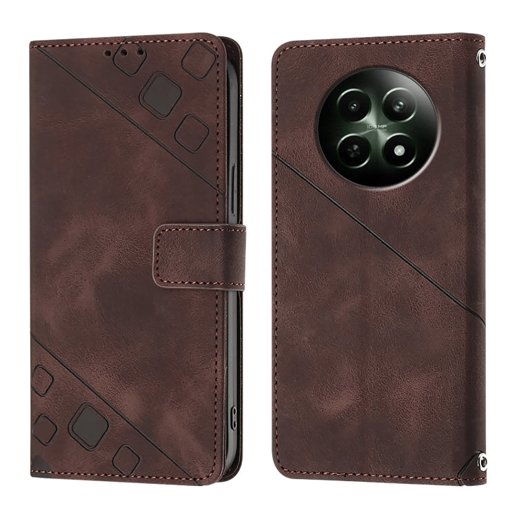 Skin-feel Embossed Leather Phone Case, For Realme 14 5G Global / P3 5G India, For Realme 14 Pro+ 5G, For Realme 14 Pro 5G, For Realme GT 7 Pro 5G, For Realme 13 Pro 5G / 13 Pro+ 5G, For Realme GT 6 5G Global, For Realme GT 6T 5G Global                 ...