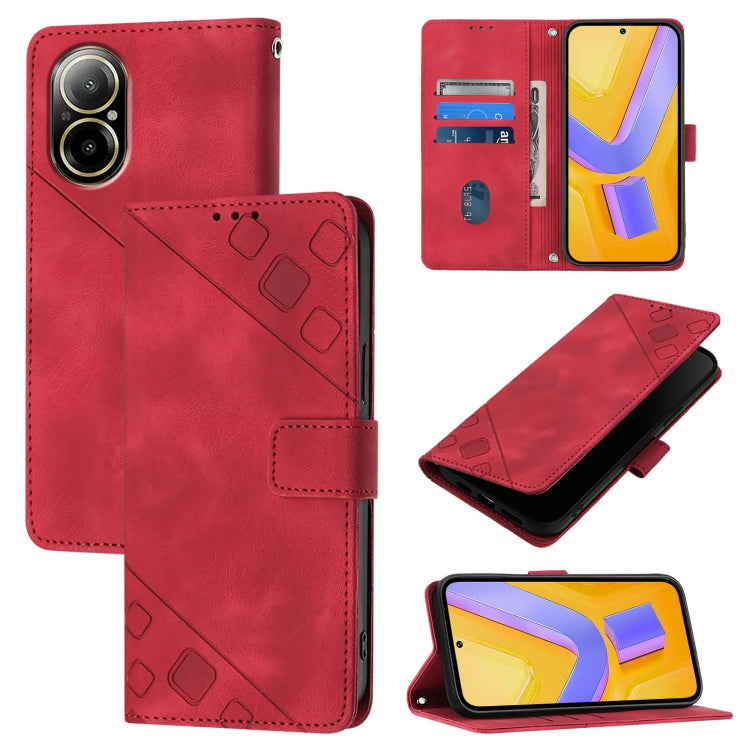 Skin-feel Embossed Leather Phone Case, For Realme 14 5G Global / P3 5G India, For Realme 14 Pro+ 5G, For Realme 14 Pro 5G, For Realme GT 7 Pro 5G, For Realme 13 Pro 5G / 13 Pro+ 5G, For Realme GT 6 5G Global, For Realme GT 6T 5G Global                 ...