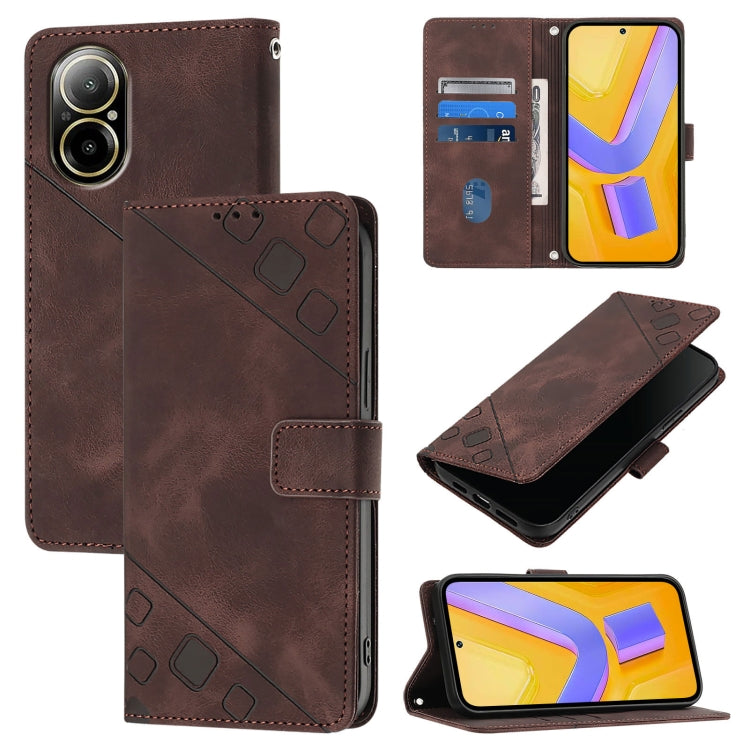 Skin-feel Embossed Leather Phone Case, For Realme 14 5G Global / P3 5G India, For Realme 14 Pro+ 5G, For Realme 14 Pro 5G, For Realme GT 7 Pro 5G, For Realme 13 Pro 5G / 13 Pro+ 5G, For Realme GT 6 5G Global, For Realme GT 6T 5G Global                 ...