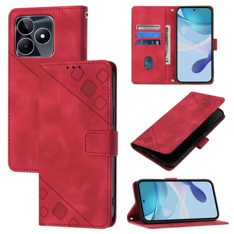 Skin-feel Embossed Leather Phone Case, For Realme 14 5G Global / P3 5G India, For Realme 14 Pro+ 5G, For Realme 14 Pro 5G, For Realme GT 7 Pro 5G, For Realme 13 Pro 5G / 13 Pro+ 5G, For Realme GT 6 5G Global, For Realme GT 6T 5G Global                 ...