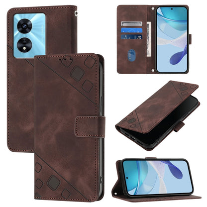 Skin-feel Embossed Leather Phone Case, For Realme 11 4G Global, For Realme GT5 240W / Realme GT5, For Realme Narzo 60 Pro Global, For Realme C65 4G Global, For Realme GT Neo 3T, For Realme Narzo 50 5G / Realme V23, For Realme 8 5G / Realme 9 5G India  ...