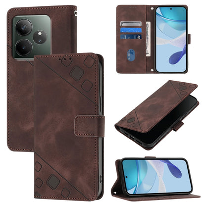 Skin-feel Embossed Leather Phone Case, For Realme 14 5G Global / P3 5G India, For Realme 14 Pro+ 5G, For Realme 14 Pro 5G, For Realme GT 7 Pro 5G, For Realme 13 Pro 5G / 13 Pro+ 5G, For Realme GT 6 5G Global, For Realme GT 6T 5G Global                 ...
