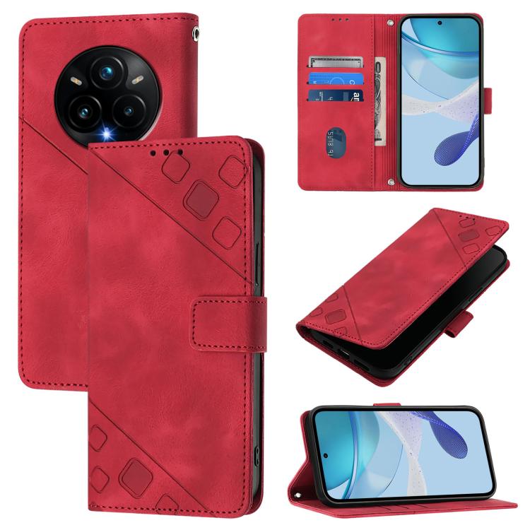Skin-feel Embossed Leather Phone Case, For Realme 14 5G Global / P3 5G India, For Realme 14 Pro+ 5G, For Realme 14 Pro 5G, For Realme GT 7 Pro 5G, For Realme 13 Pro 5G / 13 Pro+ 5G, For Realme GT 6 5G Global, For Realme GT 6T 5G Global                 ...