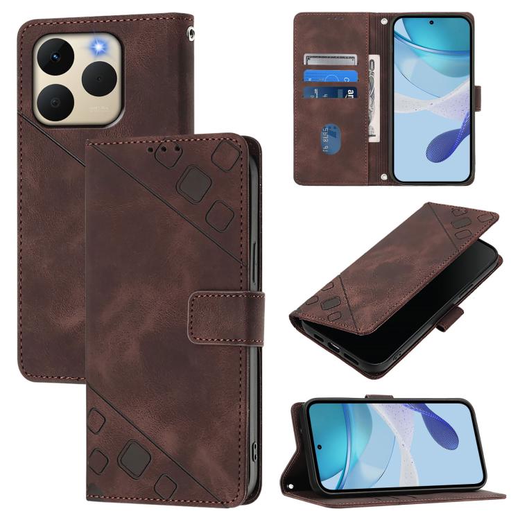 Skin-feel Embossed Leather Phone Case, For Realme 16T 5G Global, For Realme C100 5G / C85 5G Global, For Realme 16 Pro+ 5G Global, For Realme 16 Pro 5G Global, For Realme P4x 5G / OnePlus Nord CE6 Lite, For Realme Note 70 4G / 70T 4G                   ...