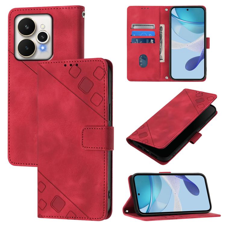 Skin-feel Embossed Leather Phone Case, For Realme 16T 5G Global, For Realme C100 5G / C85 5G Global, For Realme 16 Pro+ 5G Global, For Realme 16 Pro 5G Global, For Realme P4x 5G / OnePlus Nord CE6 Lite, For Realme Note 70 4G / 70T 4G                   ...