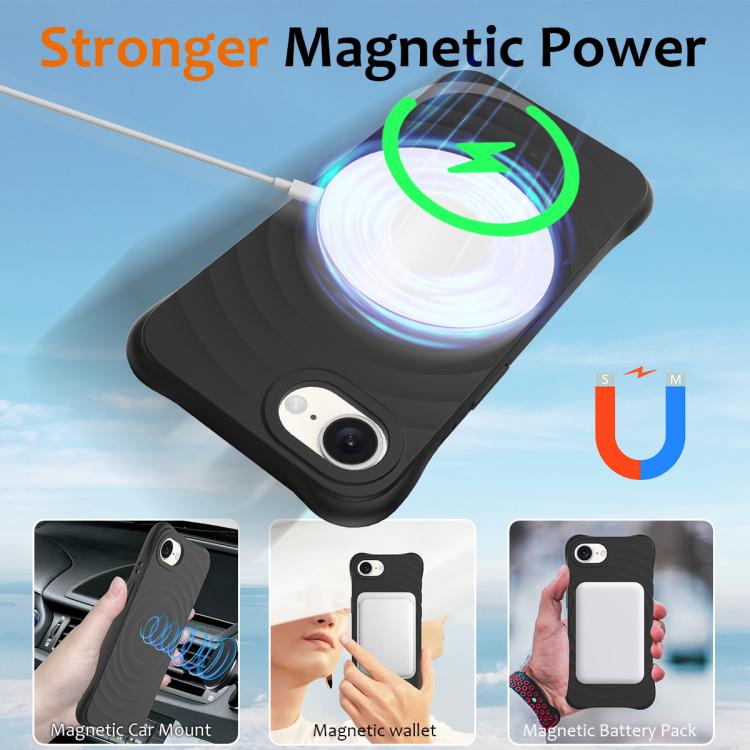 Wave Texture MagSafe Magnetic Liquid Silicone Phone Case, For iPhone 17e / 16e, For iPhone 17 Pro Max, For iPhone 17 Pro, For iPhone 17, For iPhone Air, For iPhone 16 Pro Max, For iPhone 16 Pro, For iPhone 16 Plus, For iPhone 16, For iPhone 15 Pro Max ...