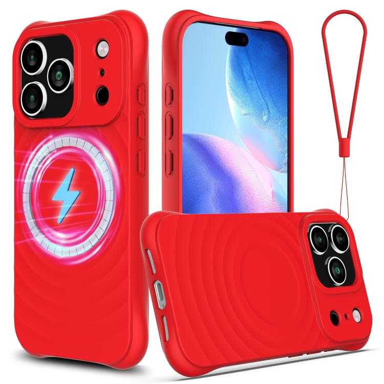 Wave Texture MagSafe Magnetic Liquid Silicone Phone Case, For iPhone 17e / 16e, For iPhone 17 Pro Max, For iPhone 17 Pro, For iPhone 17, For iPhone Air, For iPhone 16 Pro Max, For iPhone 16 Pro, For iPhone 16 Plus, For iPhone 16, For iPhone 15 Pro Max ...