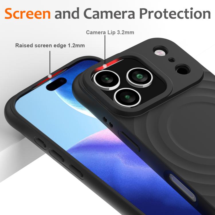Wave Texture MagSafe Magnetic Liquid Silicone Phone Case, For iPhone 18 Pro / 17 Pro, For iPhone 18 Pro Max / 17 Pro Max, For iPhone 17e / 16e, For iPhone 17, For iPhone Air, For iPhone 16 Pro Max, For iPhone 16 Pro, For iPhone 16 Plus, For iPhone 16  ...