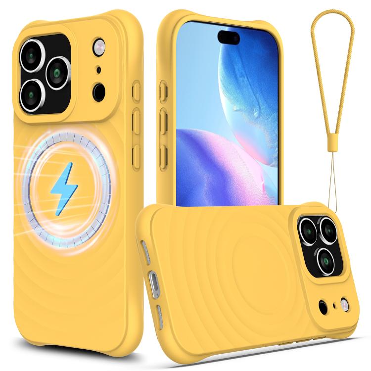 Wave Texture MagSafe Magnetic Liquid Silicone Phone Case, For iPhone 17e / 16e, For iPhone 17 Pro Max, For iPhone 17 Pro, For iPhone 17, For iPhone Air, For iPhone 16 Pro Max, For iPhone 16 Pro, For iPhone 16 Plus, For iPhone 16, For iPhone 15 Pro Max ...