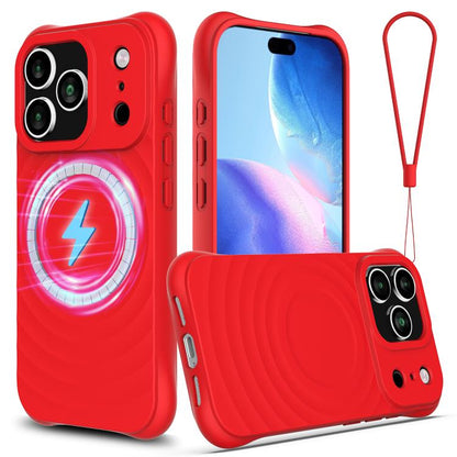 Wave Texture MagSafe Magnetic Liquid Silicone Phone Case, For iPhone 17e / 16e, For iPhone 17 Pro Max, For iPhone 17 Pro, For iPhone 17, For iPhone Air, For iPhone 16 Pro Max, For iPhone 16 Pro, For iPhone 16 Plus, For iPhone 16, For iPhone 15 Pro Max ...