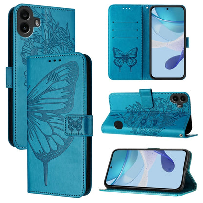 Embossed Butterfly Leather Phone Case, For Nothing Phone 4a Pro, For Nothing Phone 4a, For Nothing CMF Phone 1, For Nothing Phone 2a