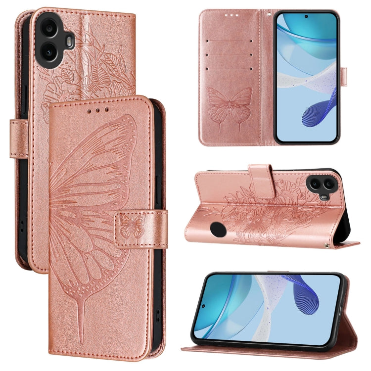 Embossed Butterfly Leather Phone Case, For Nothing Phone 4a Pro, For Nothing Phone 4a, For Nothing CMF Phone 1, For Nothing Phone 2a