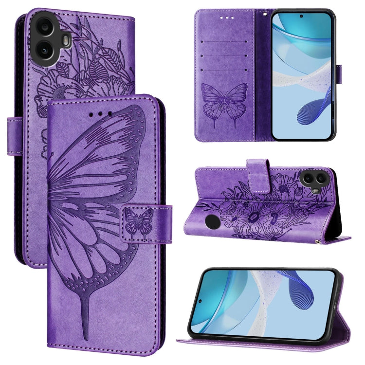 Embossed Butterfly Leather Phone Case, For Nothing Phone 4a Pro, For Nothing Phone 4a, For Nothing CMF Phone 1, For Nothing Phone 2a