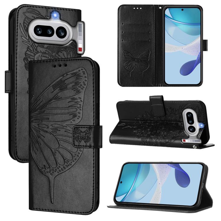 Embossed Butterfly Leather Phone Case, For Nothing Phone 4a Pro, For Nothing Phone 4a, For Nothing CMF Phone 1, For Nothing Phone 2a