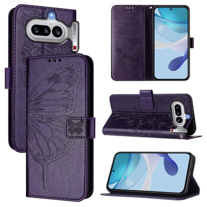 Embossed Butterfly Leather Phone Case, For Nothing Phone 4a Pro, For Nothing Phone 4a, For Nothing CMF Phone 1, For Nothing Phone 2a