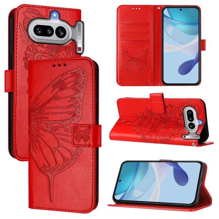 Embossed Butterfly Leather Phone Case, For Nothing Phone 4a Pro, For Nothing Phone 4a, For Nothing CMF Phone 1, For Nothing Phone 2a
