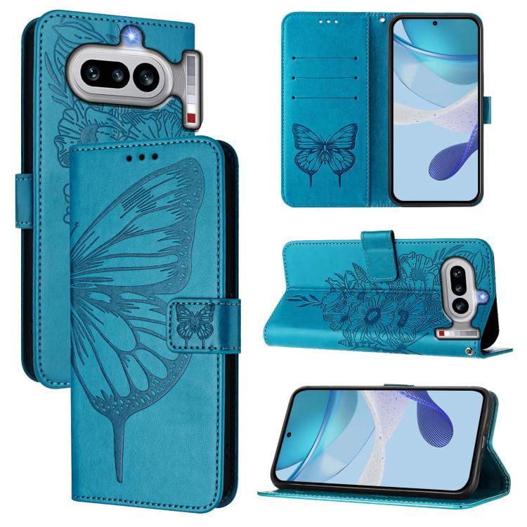 Embossed Butterfly Leather Phone Case, For Nothing Phone 4a Pro, For Nothing Phone 4a, For Nothing CMF Phone 1, For Nothing Phone 2a