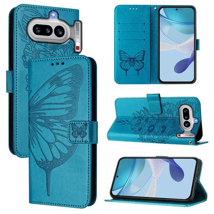 Embossed Butterfly Leather Phone Case, For Nothing Phone 4a Pro, For Nothing Phone 4a, For Nothing CMF Phone 1, For Nothing Phone 2a