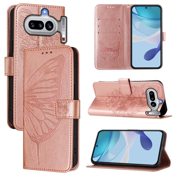 Embossed Butterfly Leather Phone Case, For Nothing Phone 4a Pro, For Nothing Phone 4a, For Nothing CMF Phone 1, For Nothing Phone 2a