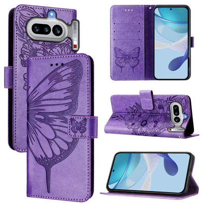 Embossed Butterfly Leather Phone Case, For Nothing Phone 4a Pro, For Nothing Phone 4a, For Nothing CMF Phone 1, For Nothing Phone 2a