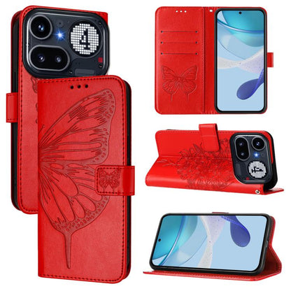 Embossed Butterfly Leather Phone Case, For Nothing Phone 4a Pro, For Nothing Phone 4a, For Nothing CMF Phone 1, For Nothing Phone 2a