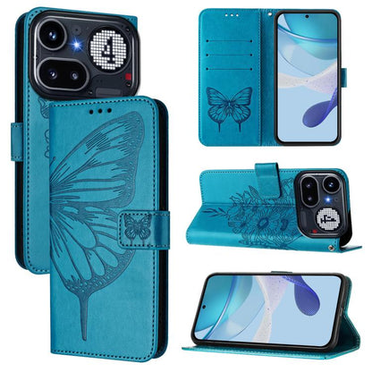 Embossed Butterfly Leather Phone Case, For Nothing Phone 4a Pro, For Nothing Phone 4a, For Nothing CMF Phone 1, For Nothing Phone 2a
