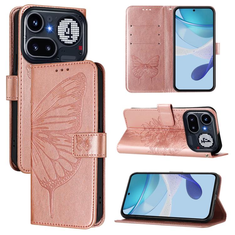 Embossed Butterfly Leather Phone Case, For Nothing Phone 4a Pro, For Nothing Phone 4a, For Nothing CMF Phone 1, For Nothing Phone 2a