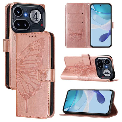 Embossed Butterfly Leather Phone Case, For Nothing Phone 4a Pro, For Nothing Phone 4a, For Nothing CMF Phone 1, For Nothing Phone 2a