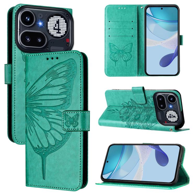 Embossed Butterfly Leather Phone Case, For Nothing Phone 4a Pro, For Nothing Phone 4a, For Nothing CMF Phone 1, For Nothing Phone 2a