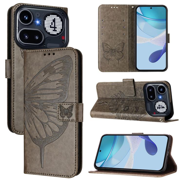 Embossed Butterfly Leather Phone Case, For Nothing Phone 4a Pro, For Nothing Phone 4a, For Nothing CMF Phone 1, For Nothing Phone 2a