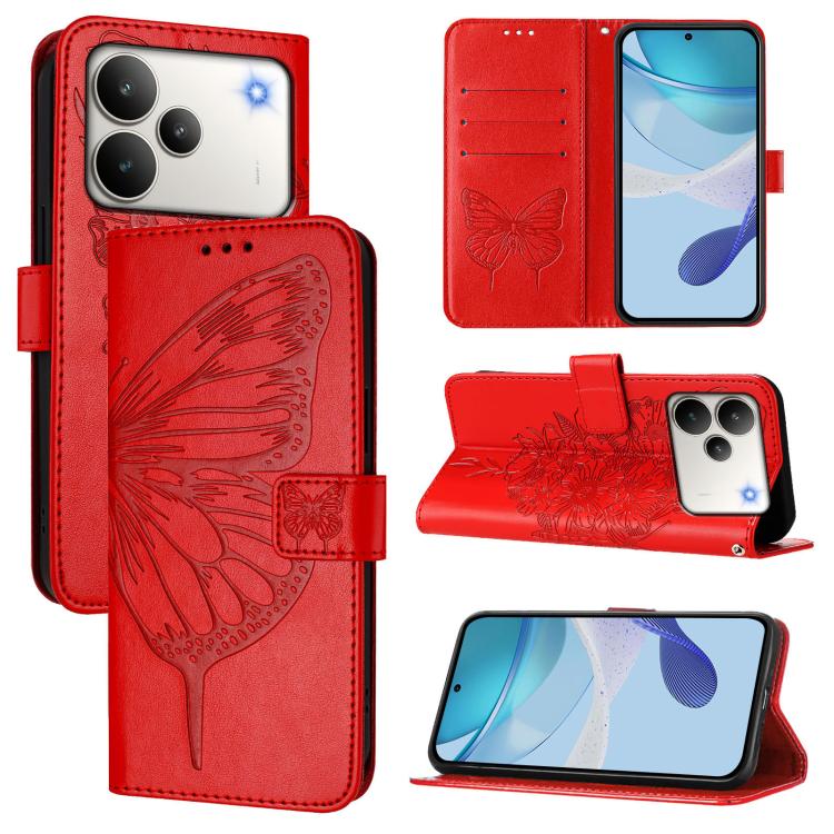 Embossed Butterfly Leather Phone Case, For Realme P4x 5G / OnePlus Nord CE6 Lite, For Realme 16T 5G Global, For Realme C100 5G / C85 5G Global, For Realme 16 Pro+ 5G Global, For Realme 16 Pro 5G Global, For Realme Note 70 4G / 70T 4G                   ...