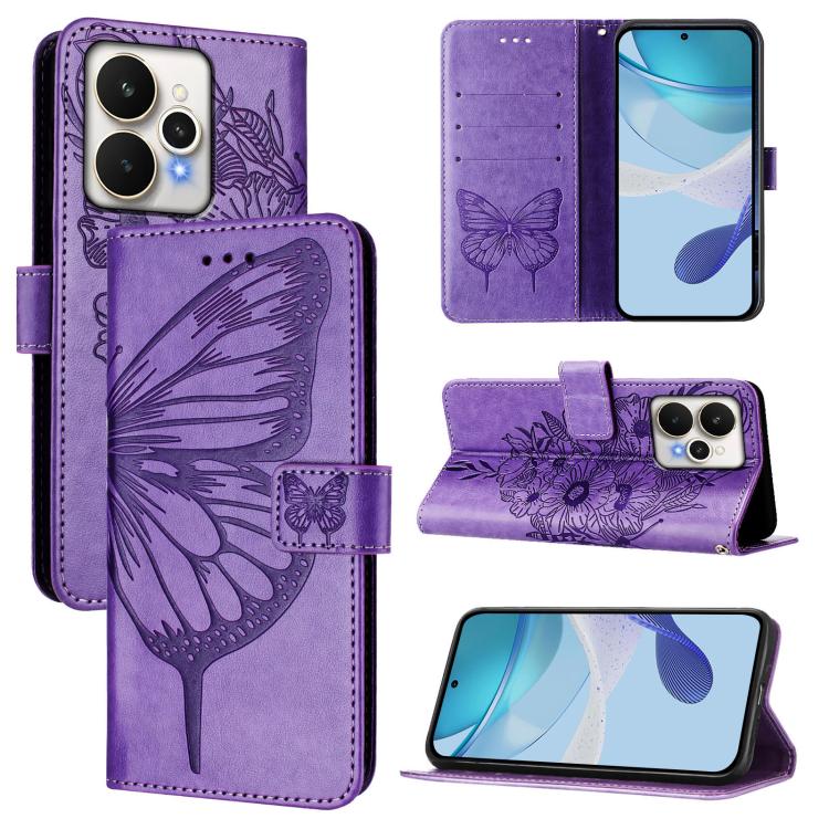 Embossed Butterfly Leather Phone Case, For Realme P4x 5G / OnePlus Nord CE6 Lite, For Realme 16T 5G Global, For Realme C100 5G / C85 5G Global, For Realme 16 Pro+ 5G Global, For Realme 16 Pro 5G Global, For Realme Note 70 4G / 70T 4G                   ...
